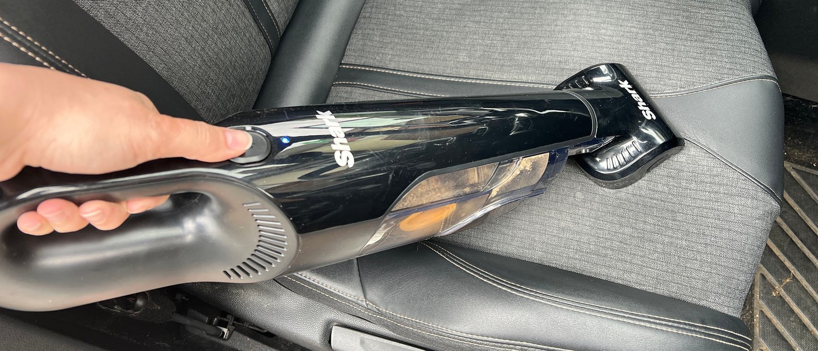 Cleaning a car seat with the Shark UltraCyclone Pet Pro Plus